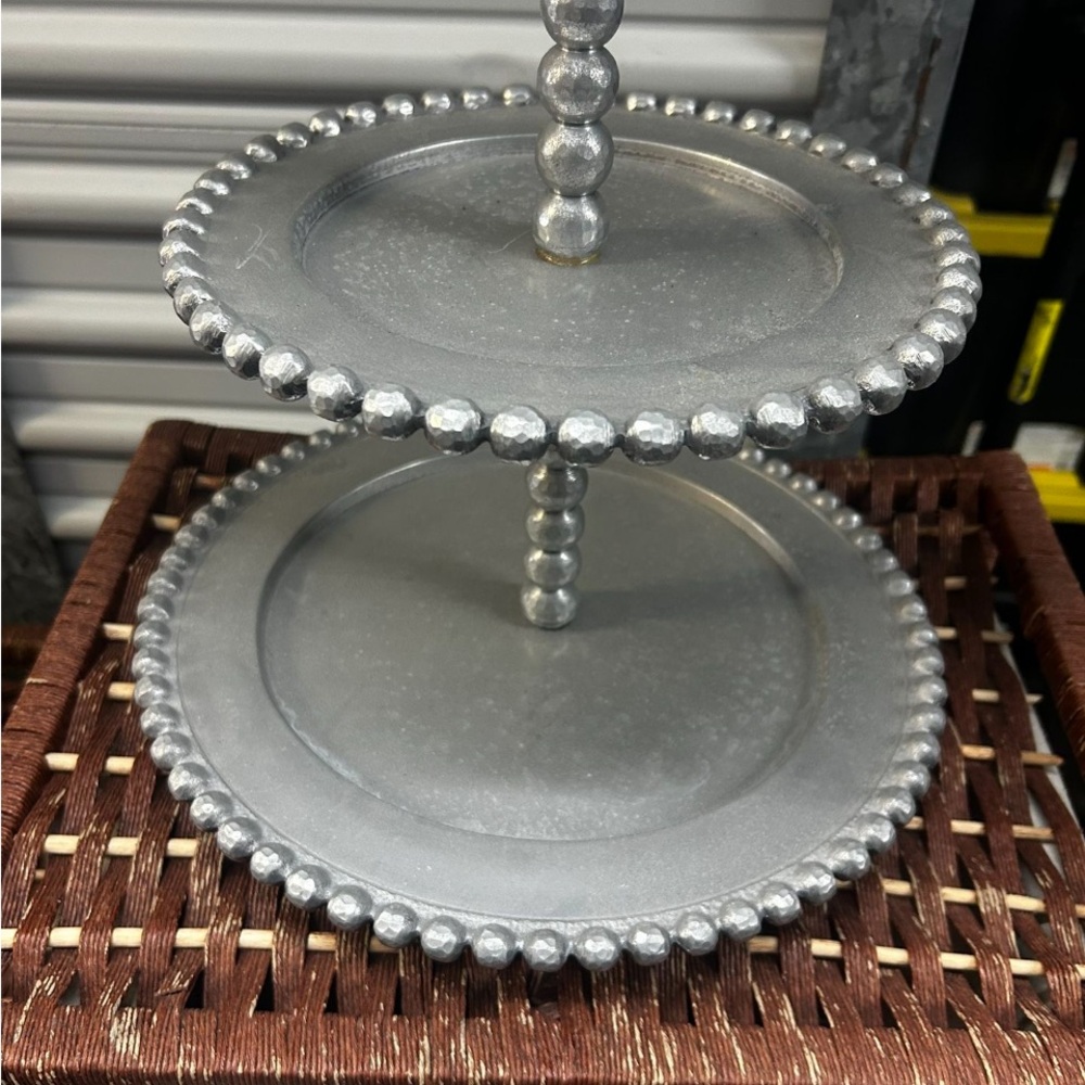 Pier 1 Silver Two-Tier Serving Stand